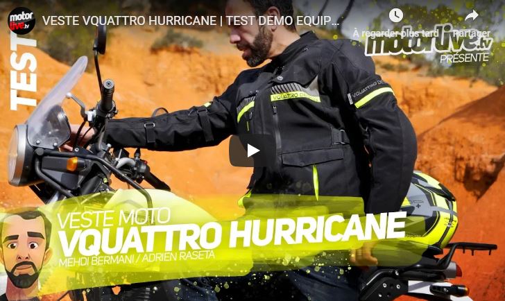 Essai Motoservices : veste touring Hurricane Vquattro design